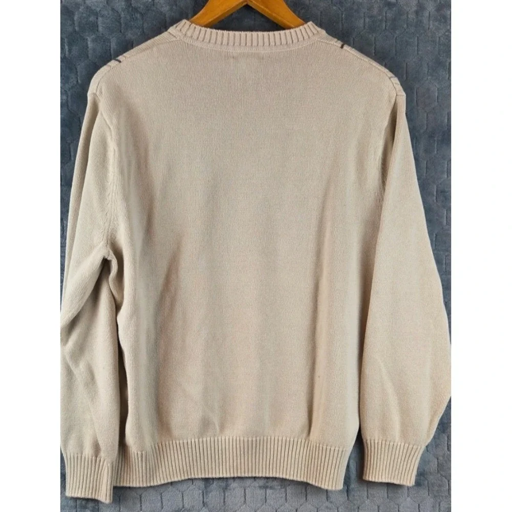 Dockers Men's Sweater XL‎ Beige Tan Windowpane Plaid Casual Classic Grandpacore